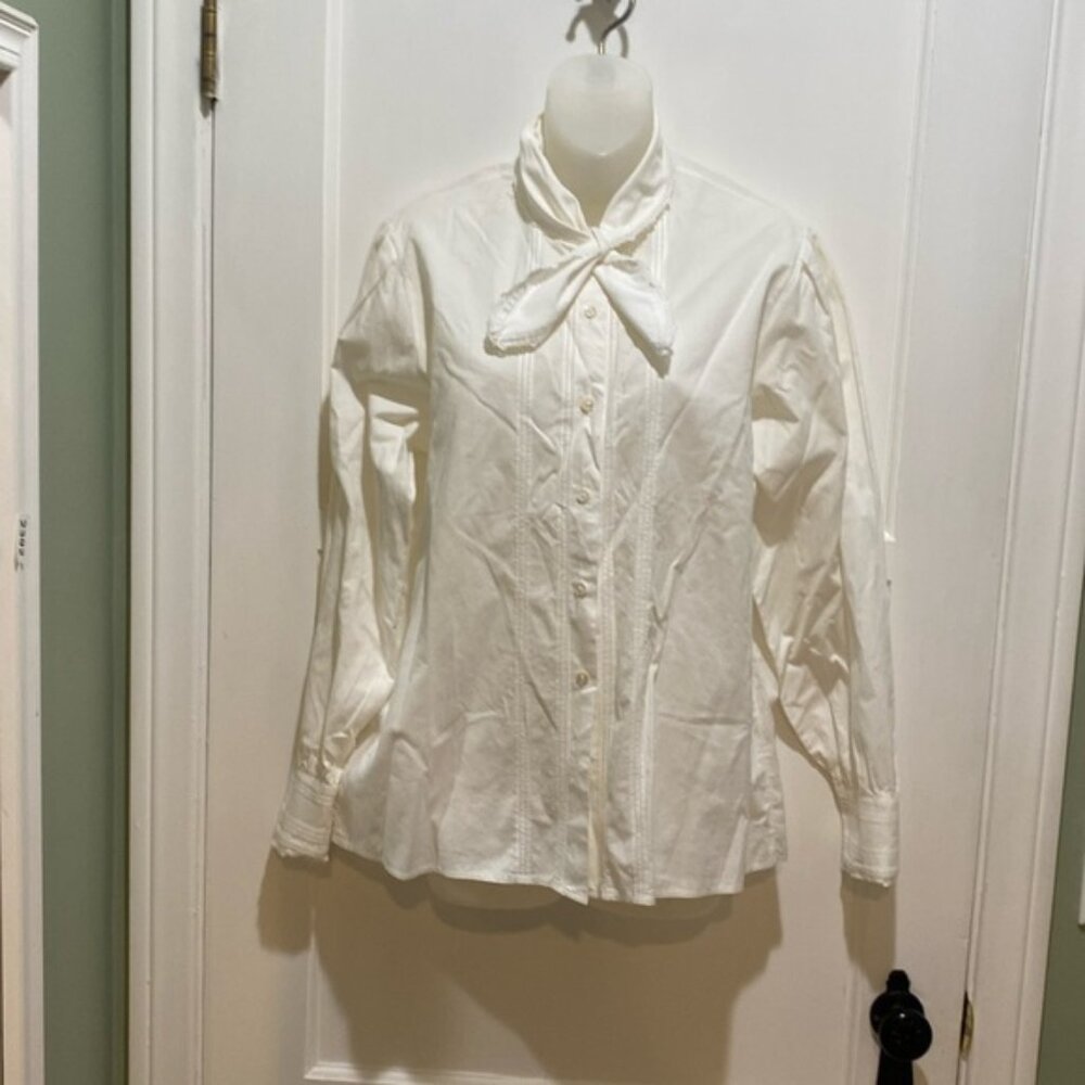Vintage White Pintucked Prairie Blouse Top Sz 12